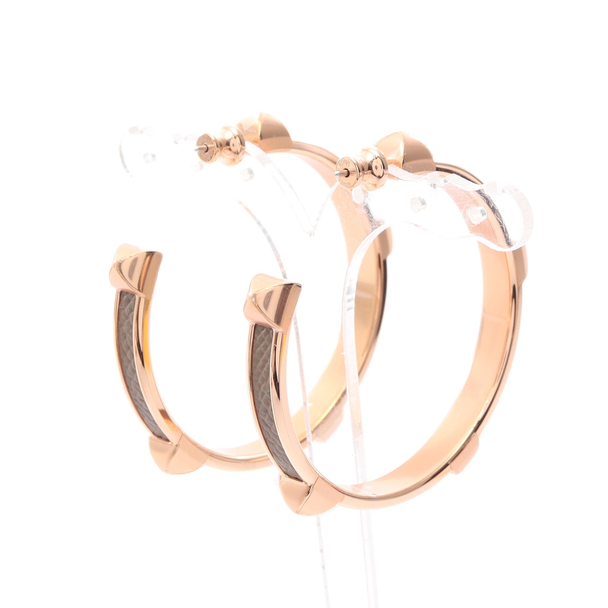 アテナ GM ピアス ピンクゴールド グレーブラウン エルメス アクセサリー HERMES