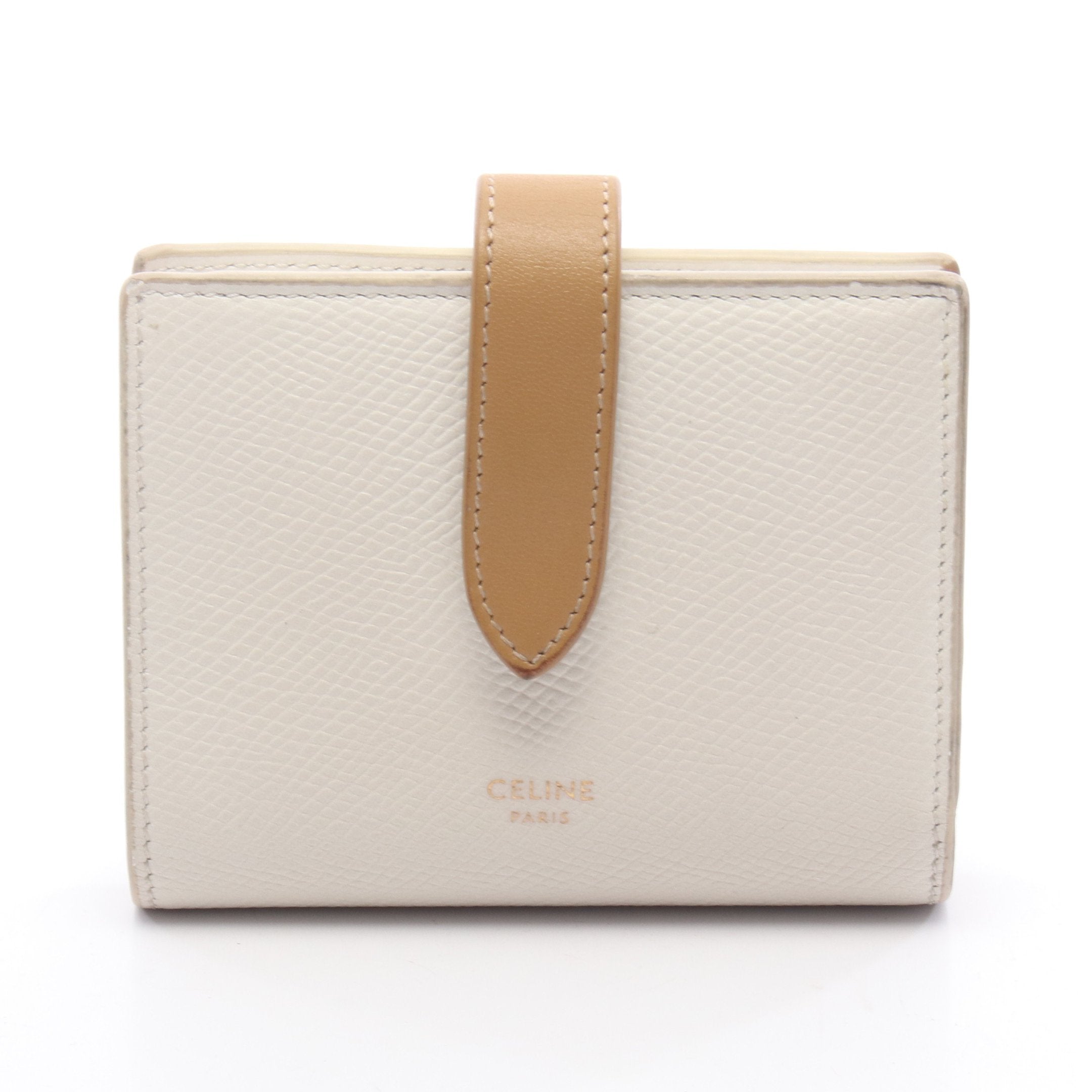 美品　セリーヌ　スモールストラップウォレット　二つ折り財布　レザー　バイカラー CELINE（セリーヌ） CELINE Small Strap Wallet スモールストラップ