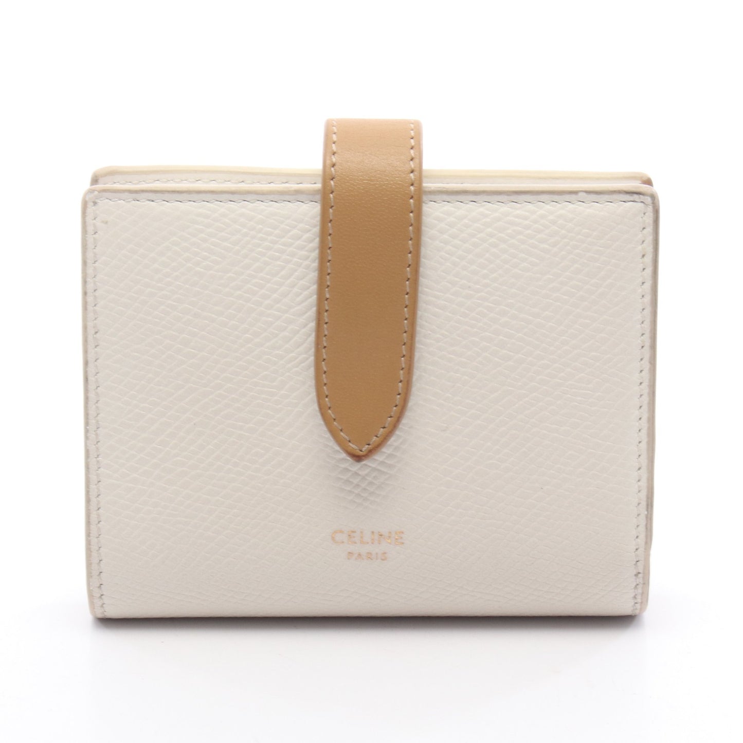 スモール ストラップウォレット 二つ折り財布 レザー ホワイト ライトブラウン セリーヌ 財布・小物 CELINE