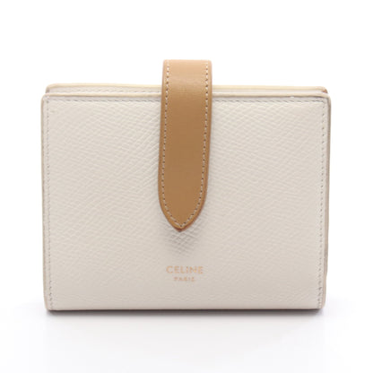 スモール ストラップウォレット 二つ折り財布 レザー ホワイト ライトブラウン セリーヌ 財布・小物 CELINE