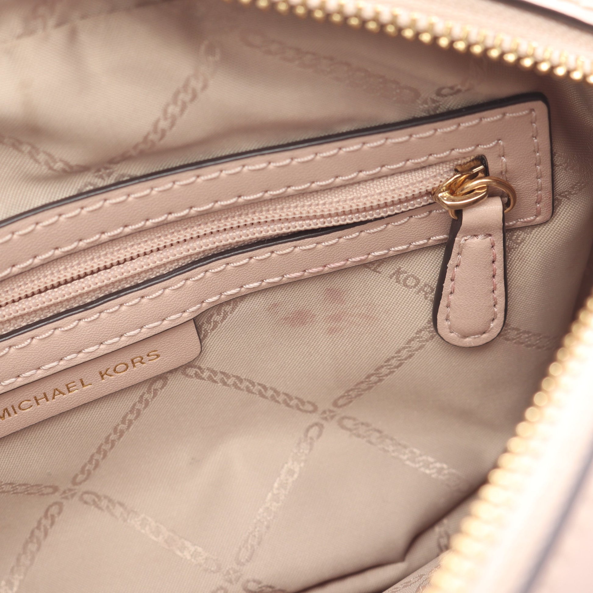 GINNY ミディアム チェーンショルダーバッグ PVC レザー ダークブラウン ライトピンク マイケルコース バッグ MICHAEL KORS
