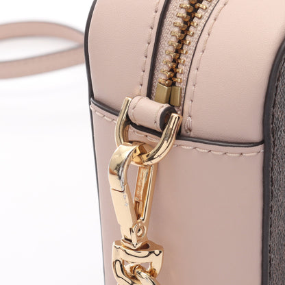 GINNY ミディアム チェーンショルダーバッグ PVC レザー ダークブラウン ライトピンク マイケルコース バッグ MICHAEL KORS