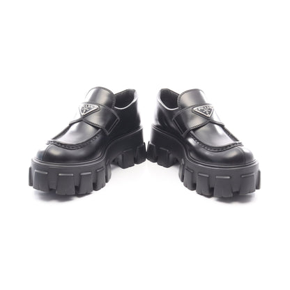 モノリス ブラッシュドレザー ローファー レザー ブラック プラダ シューズ PRADA