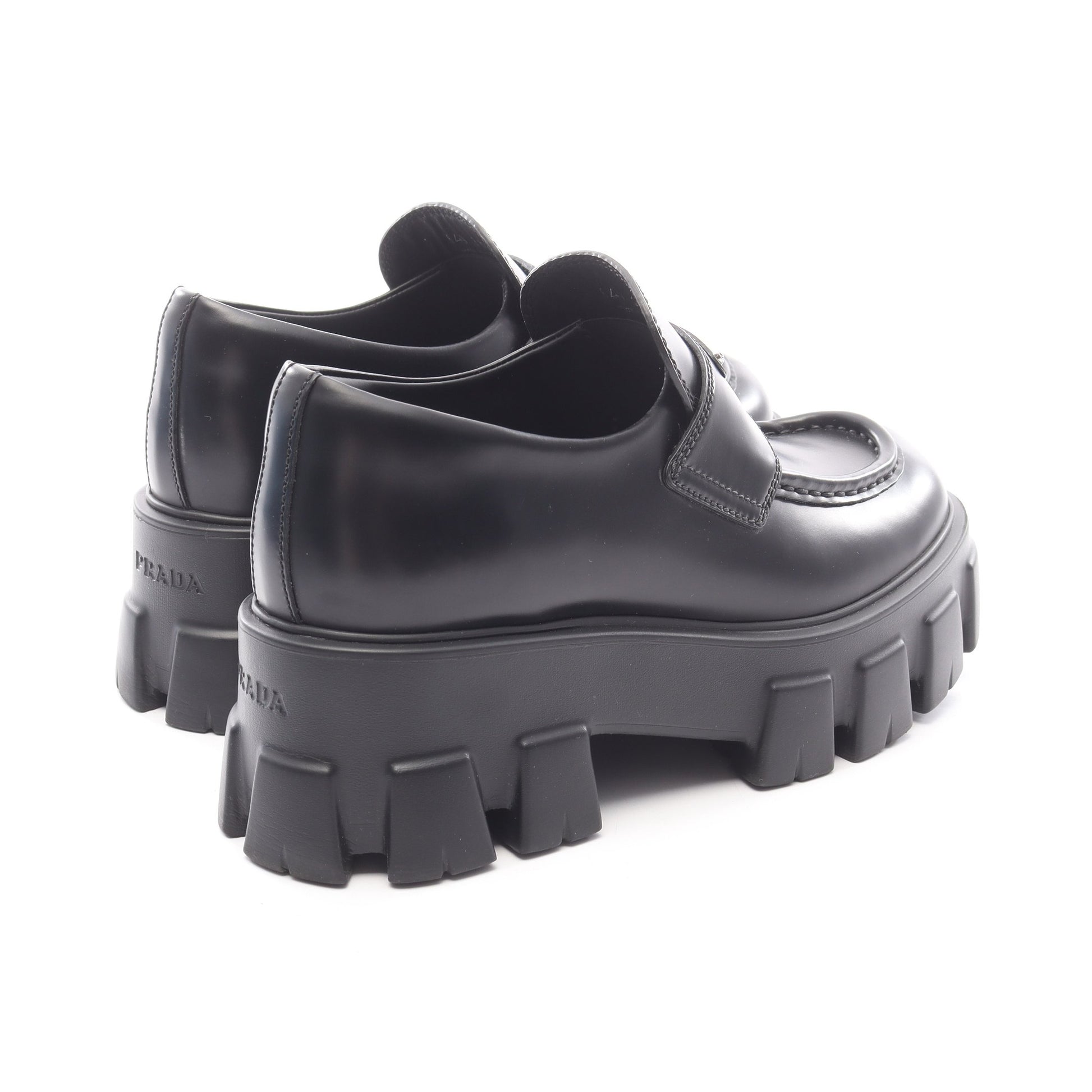 モノリス ブラッシュドレザー ローファー レザー ブラック プラダ シューズ PRADA