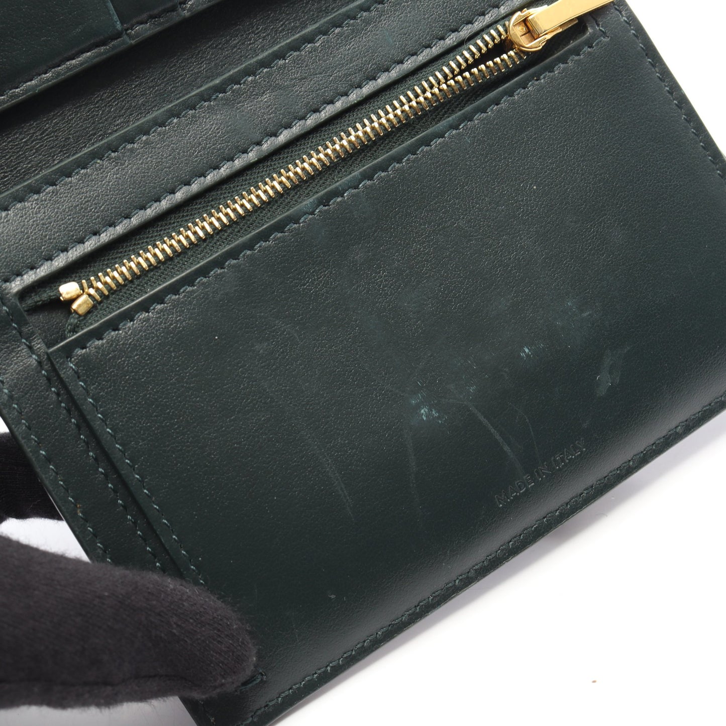 ミディアム ストラップウォレット 二つ折り財布 レザー ダークグリーン セリーヌ 財布・小物 CELINE
