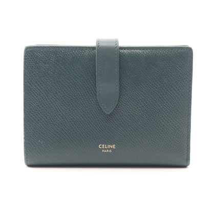 ミディアム ストラップウォレット 二つ折り財布 レザー ダークグリーン セリーヌ 財布・小物 CELINE