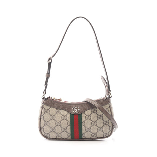 オフィディア ミニ ショルダーバッグ PVC レザー ベージュ ダークブラウン マルチカラー グッチ