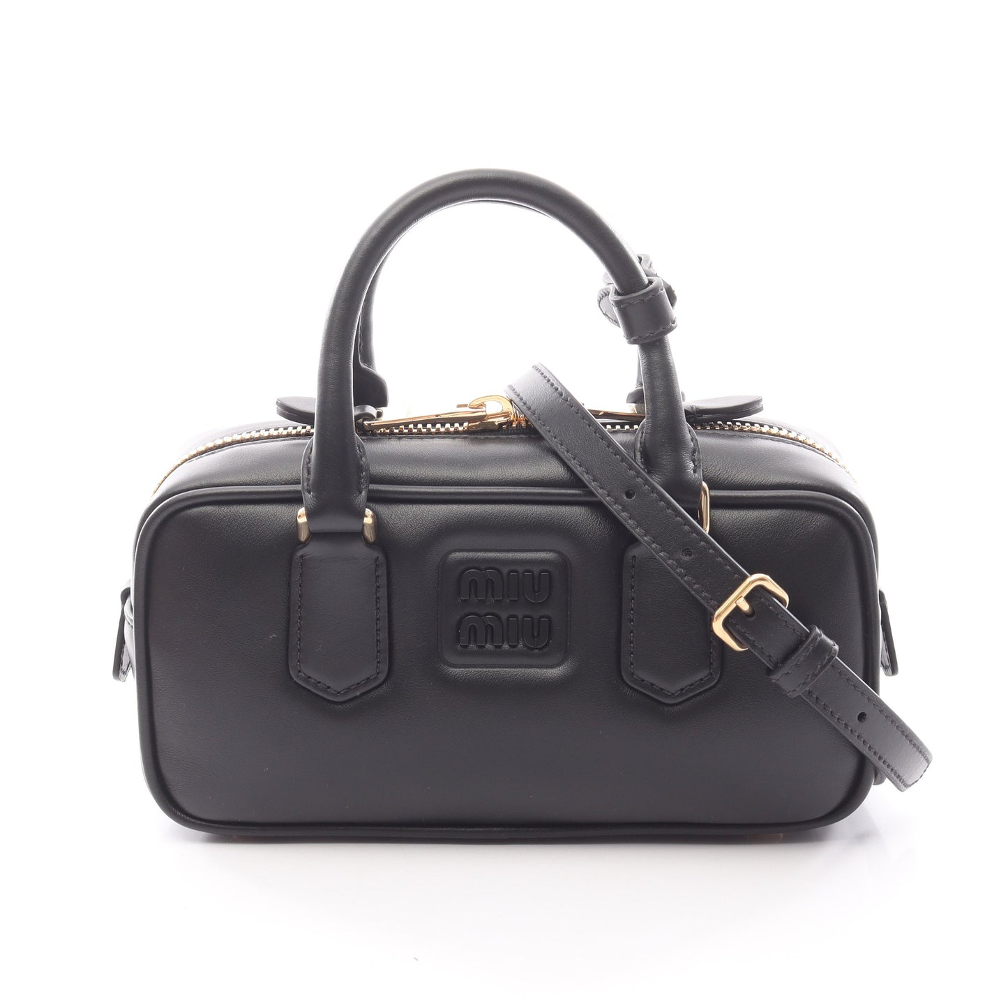 アルカディ ハンドバッグ レザー ブラック 2WAY ミュウミュウ