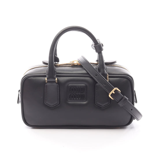 アルカディ ハンドバッグ レザー ブラック 2WAY ミュウミュウ