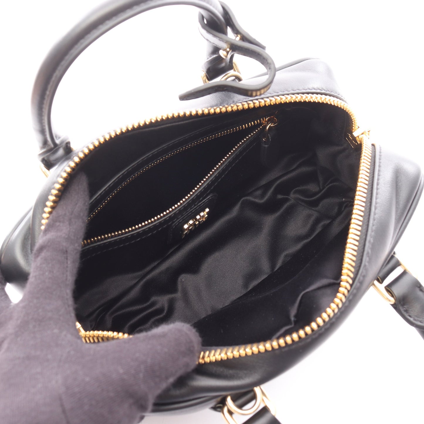 アルカディ ハンドバッグ レザー ブラック 2WAY ミュウミュウ