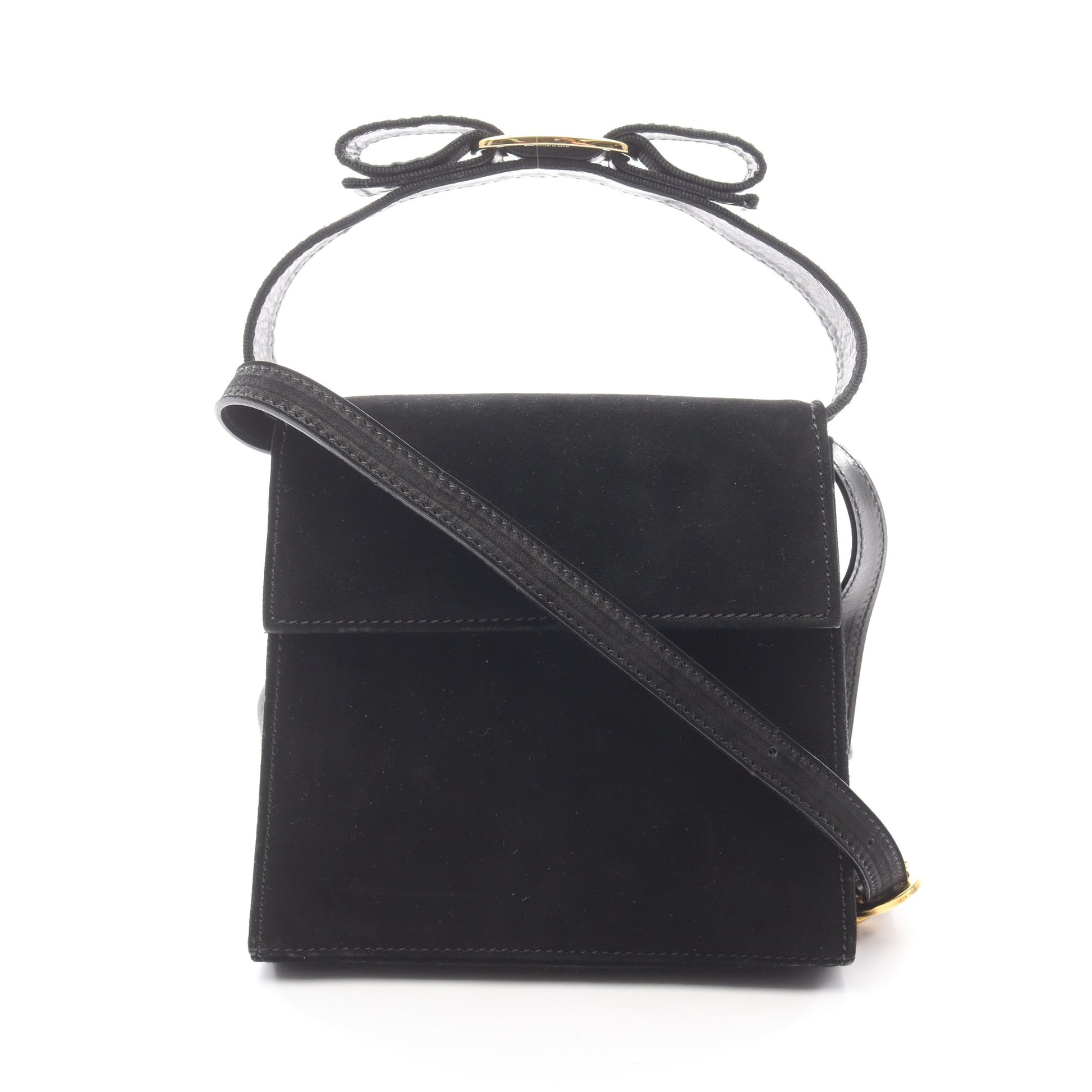 ヴァラリボン 2WAY ハンドバッグ スエード ブラック サルヴァトーレフェラガモ バッグ Salvatore Ferragamo