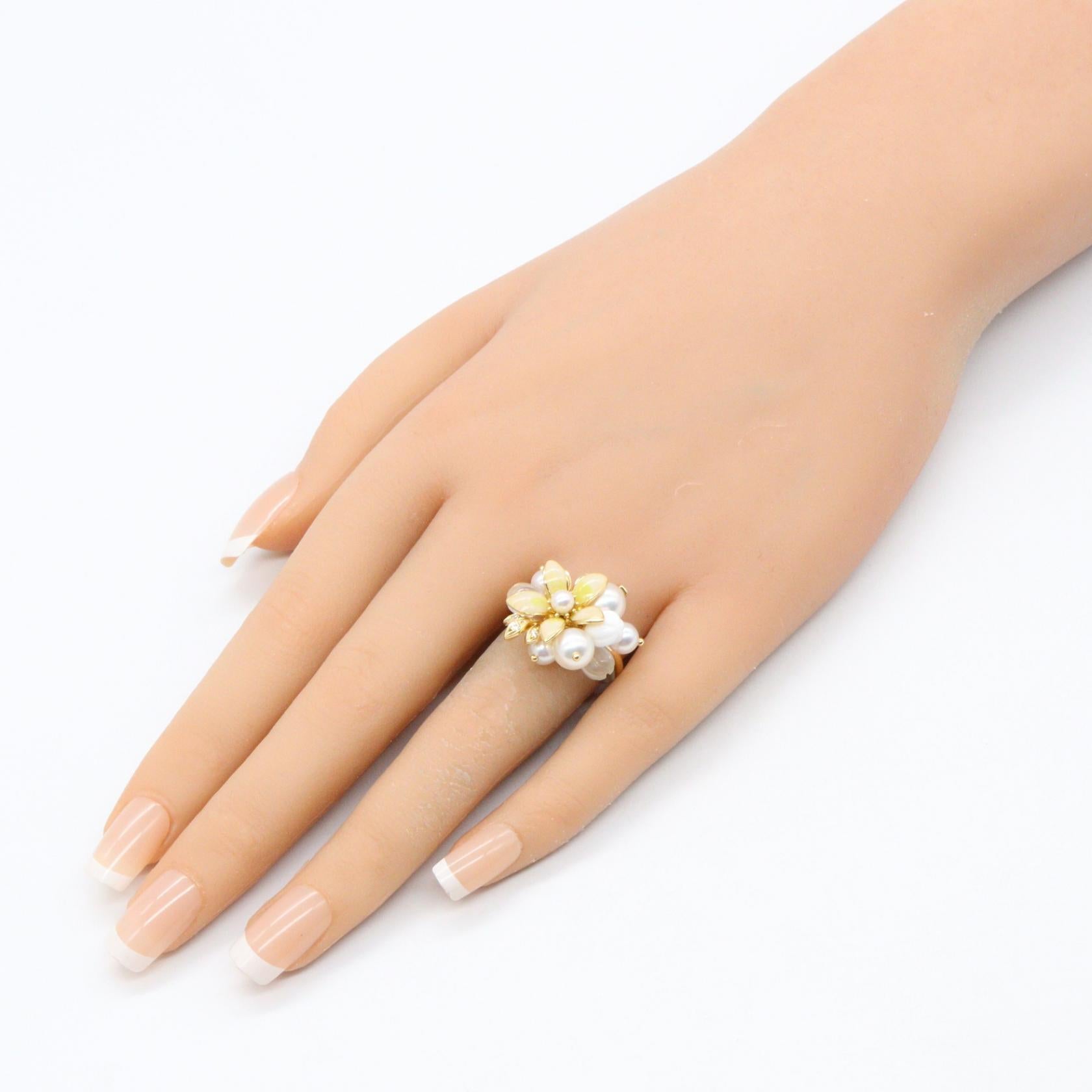 パール ダイヤ リング リング 指輪 K18YG ダイヤモンド パール イエローゴールド クリア ホワイト ミキモト アクセサリー MIKIMOTO