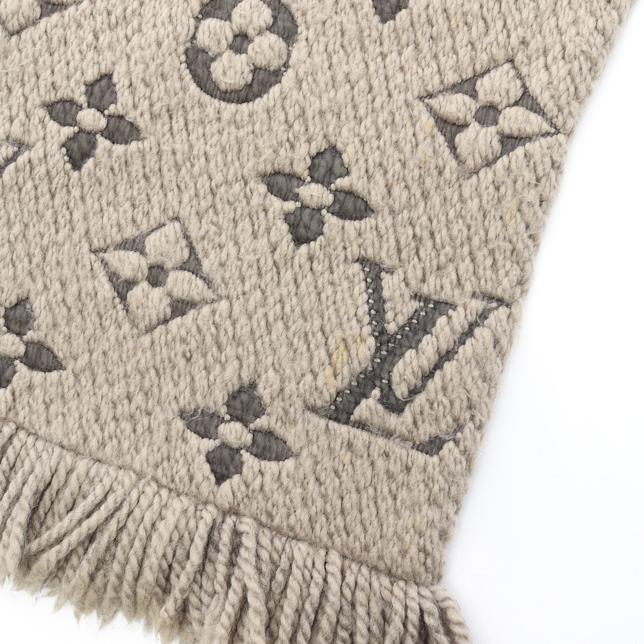 良品 LOUISVUITTON ルイヴィトン モノグラム エトール フルオ マフラー スカーフ カシミヤ ウール グレー k2315 ◇肌触り抜群◇ LOUIS VUITTON スカーフ マフラー グレー 黒 (Louis