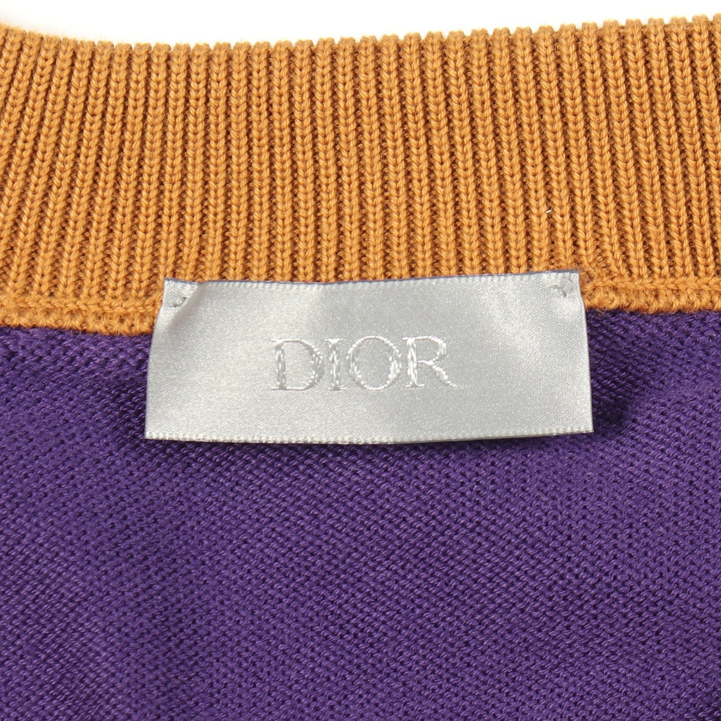 コットンジャージーショートスリーブセーター ロゴ刺繍 半袖Tシャツ コットン パープル ブラウン ディオール トップス DIOR
