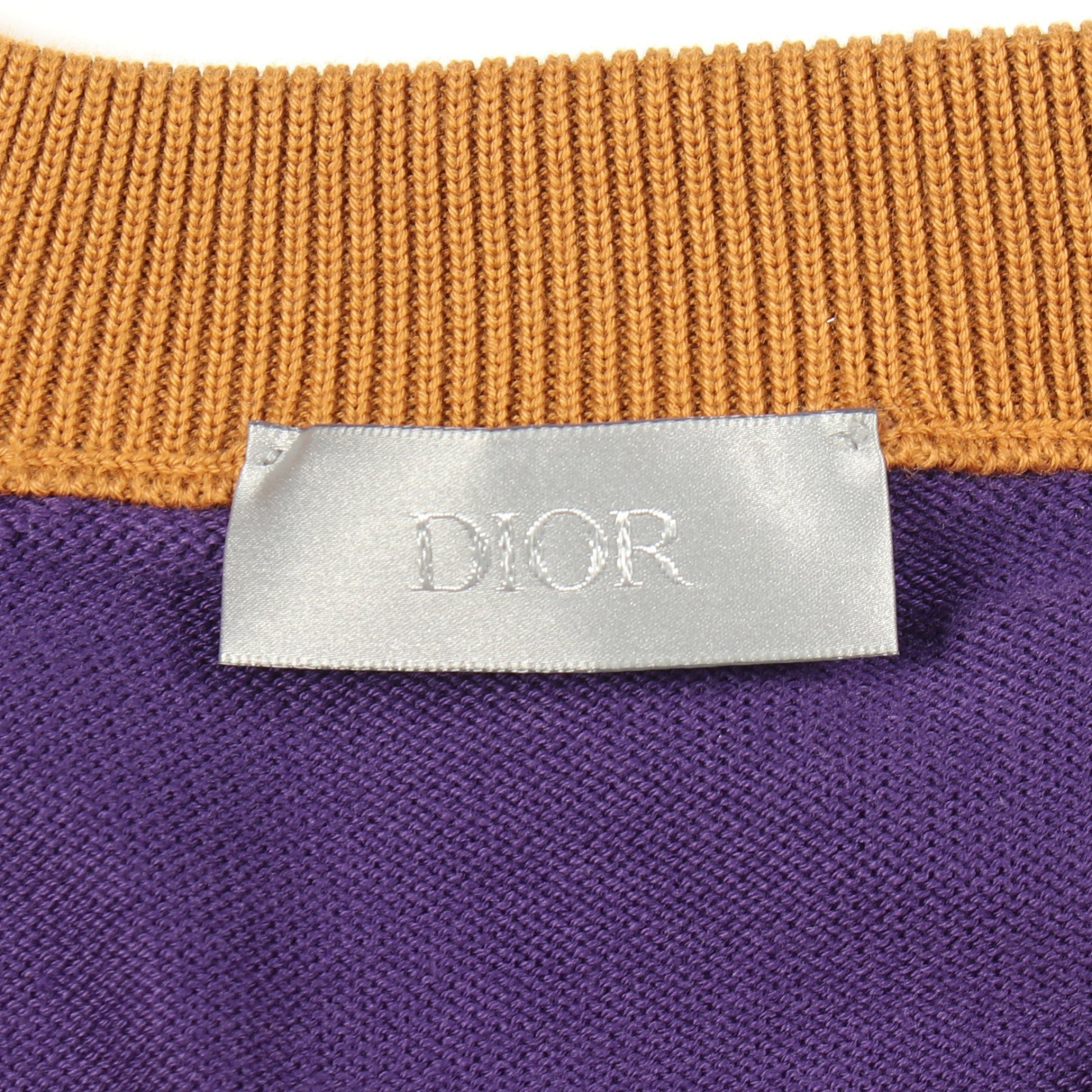 コットンジャージーショートスリーブセーター ロゴ刺繍 半袖Tシャツ コットン パープル ブラウン ディオール トップス DIOR
