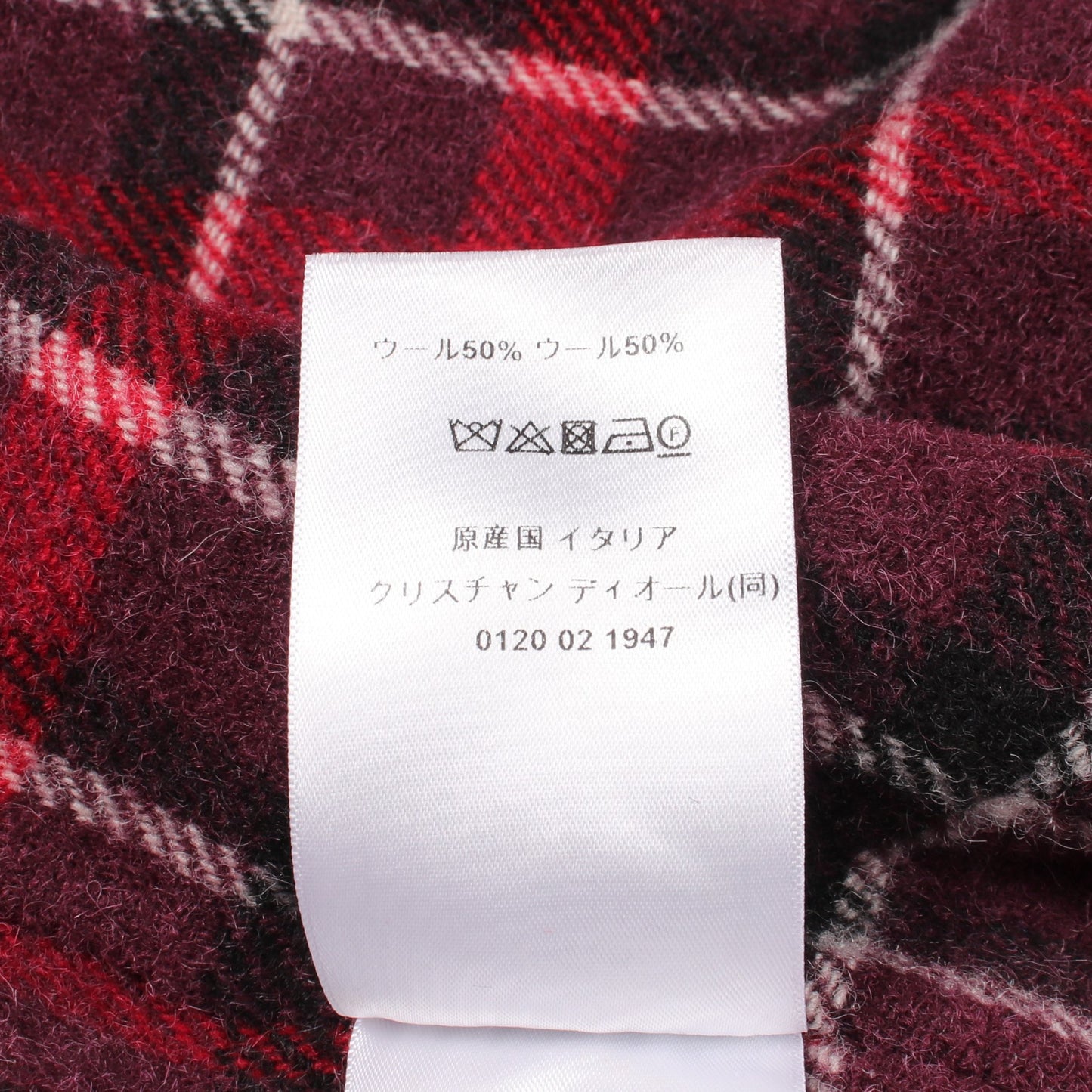 チェック柄 コート ウール ボルドー レッド ブラック クリスチャンディオール アウター Christian Dior