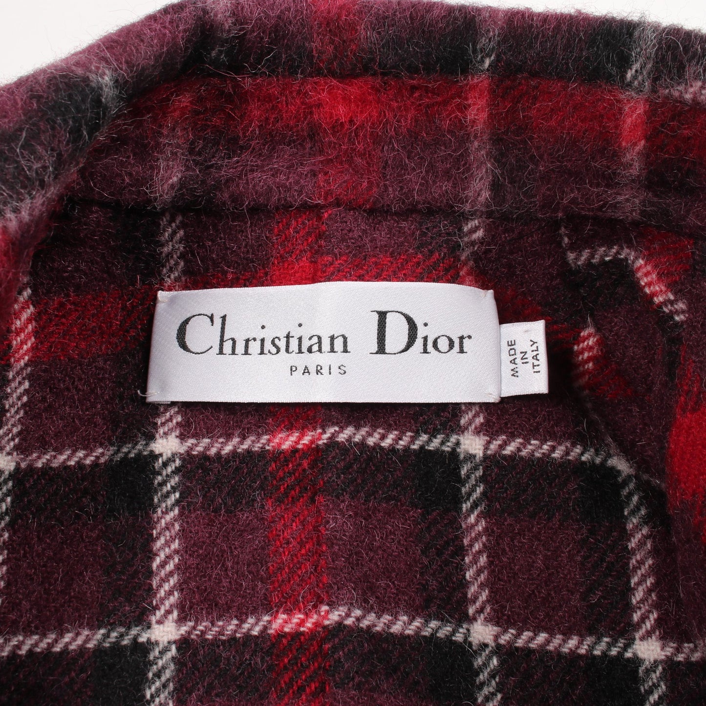 チェック柄 コート ウール ボルドー レッド ブラック クリスチャンディオール アウター Christian Dior
