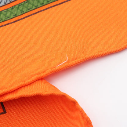 カレ90 CUIRS DU DESERT スカーフ シルク オレンジ マルチカラー エルメス 財布・小物 HERMES