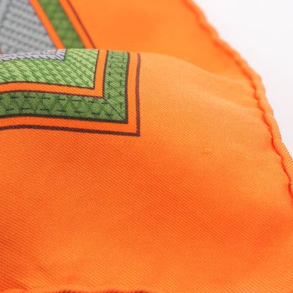 カレ90 CUIRS DU DESERT スカーフ シルク オレンジ マルチカラー エルメス 財布・小物 HERMES