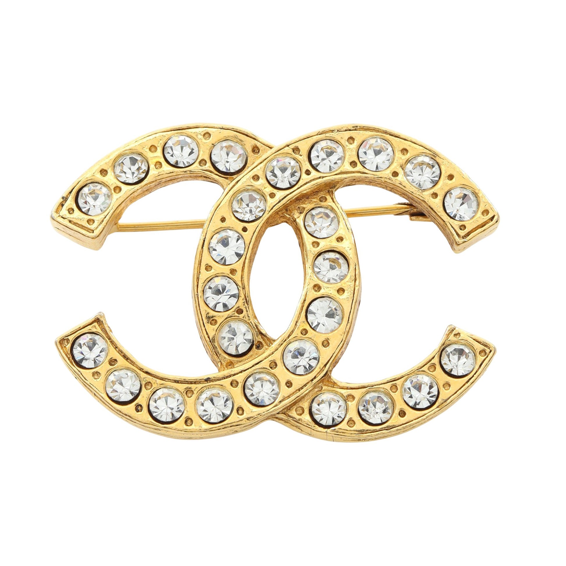 ココマーク ブローチ GP ラインストーン ゴールド クリア ヴィンテージ シャネル アクセサリー CHANEL