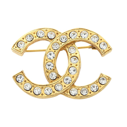 ココマーク ブローチ GP ラインストーン ゴールド クリア ヴィンテージ シャネル アクセサリー CHANEL