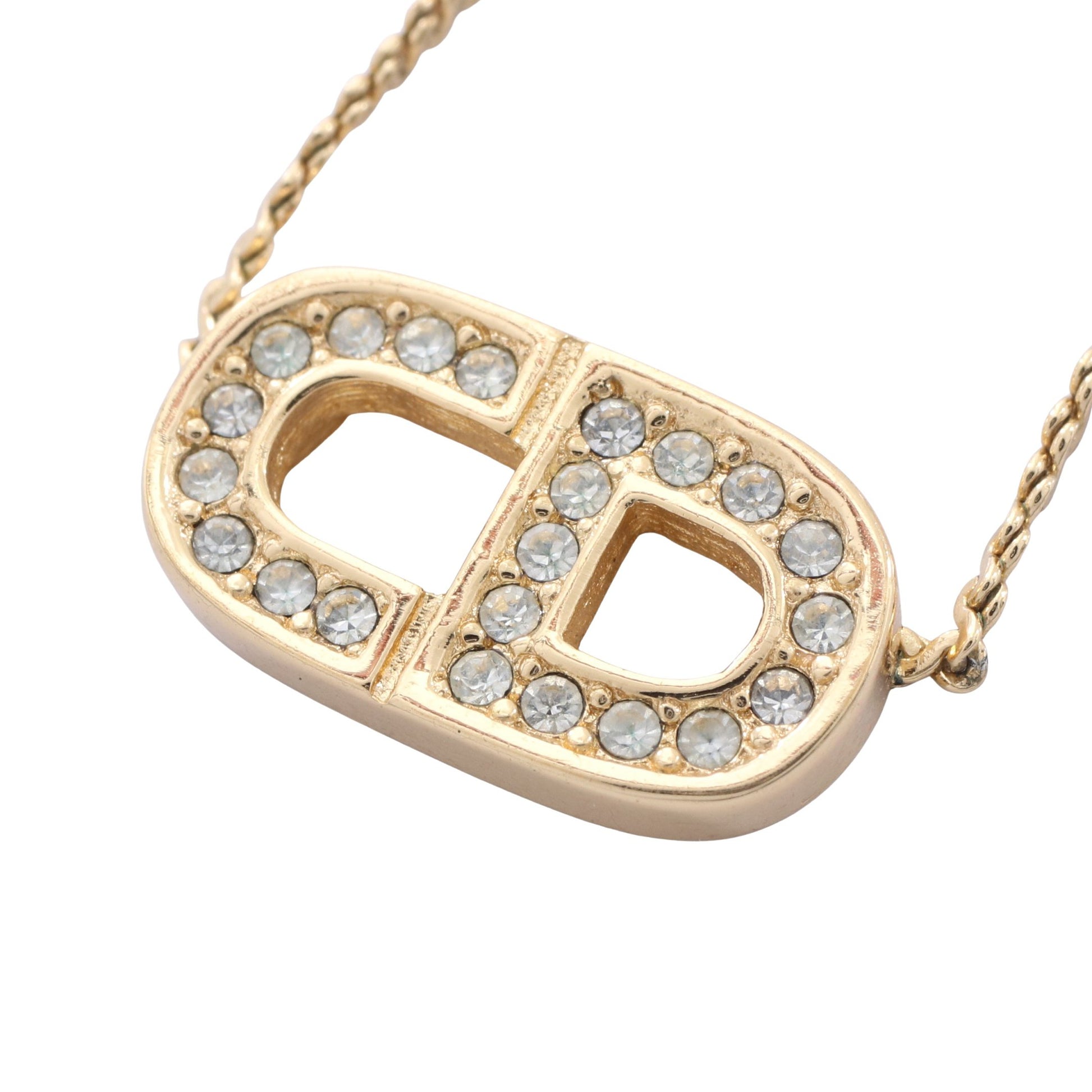 CDロゴ ネックレス GP ラインストーン ゴールド クリスチャンディオール アクセサリー Christian Dior