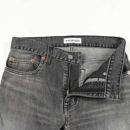 デニムパンツ コットン ダークグレー ダメージ加工 バレンシアガ ボトムス BALENCIAGA