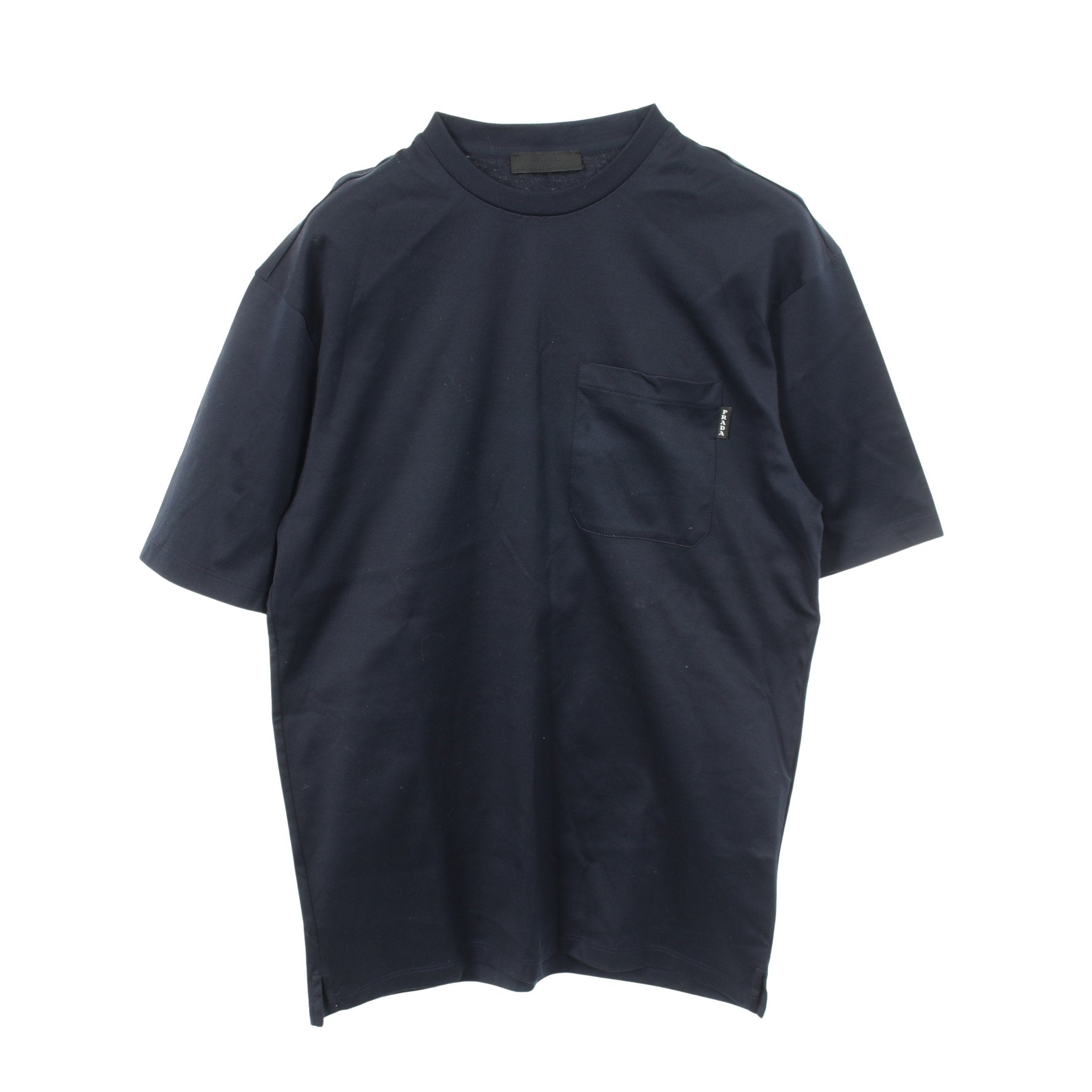 PRADA ネイビー Tシャツ Sサイズ ポケット付き 半袖Tシャツ クルーネック コットン ネイビー ポケット付き プラダ – RECLO