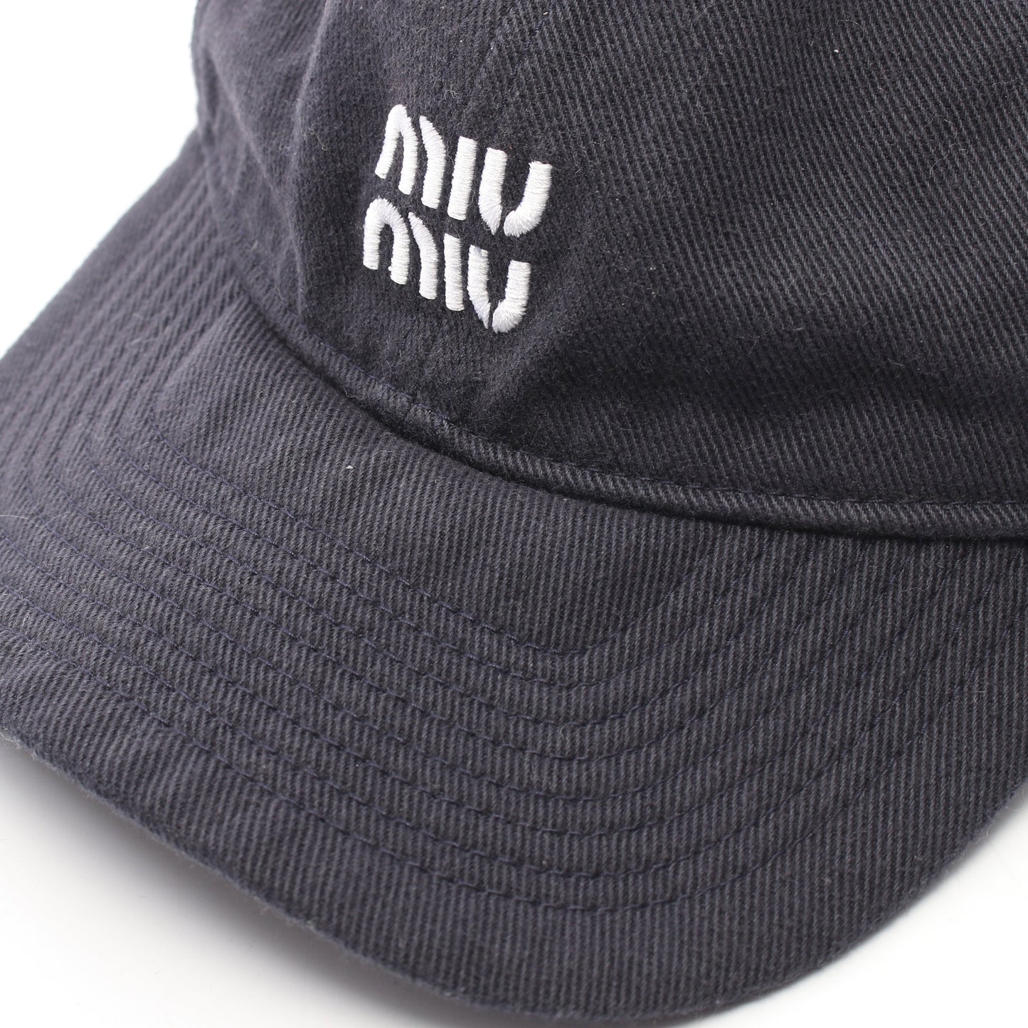 ロゴ刺繍 キャップ コットン ネイビー ミュウミュウ 財布・小物 miu miu
