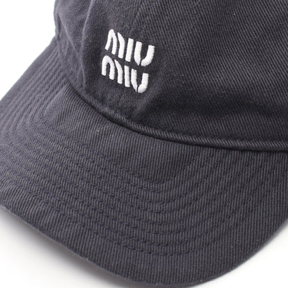 ロゴ刺繍 キャップ コットン ネイビー ミュウミュウ 財布・小物 miu miu