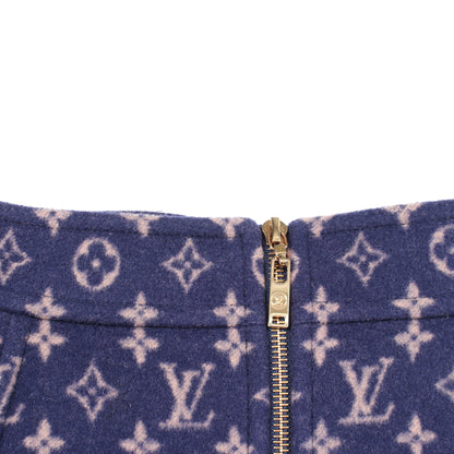 モノグラム スカート ウール ネイビー ライトピンク ルイヴィトン ボトムス LOUIS VUITTON