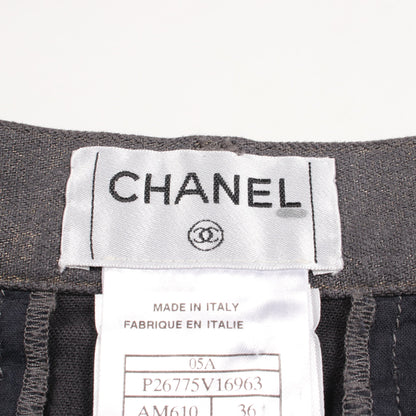 ココマークボタン スカート コットン ダークグレー ゴールド シャネル ボトムス CHANEL