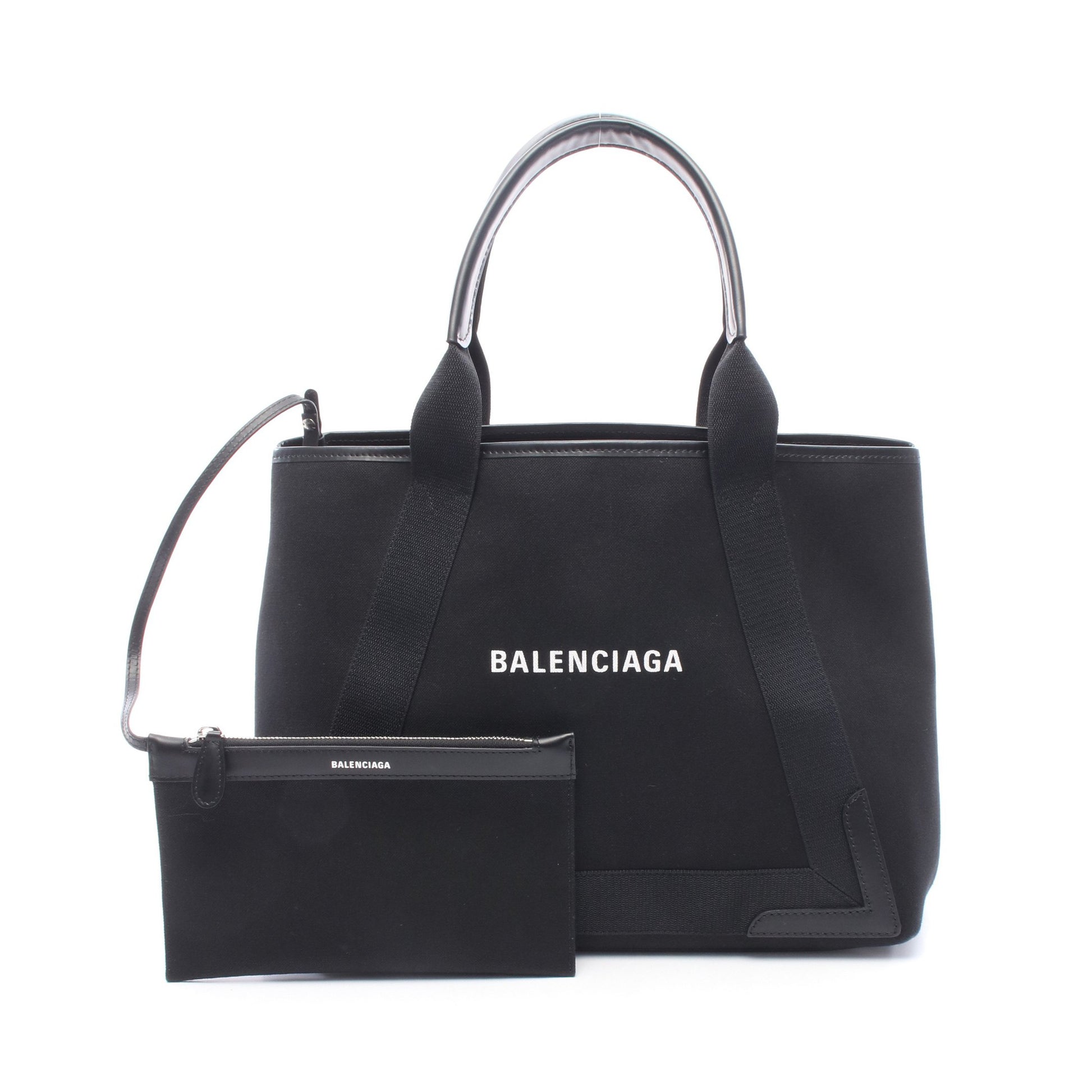 NAVY CABAS NEW M ネイビーカバ ハンドバッグ トートバッグ キャンバス レザー ブラック バレンシアガ バッグ BALENCIAGA