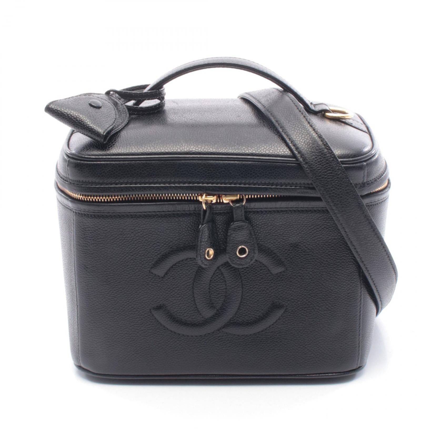 ココマーク ハンドバッグ バニティバッグ キャビアスキン ブラック ゴールド金具 2WAY シャネル バッグ CHANEL