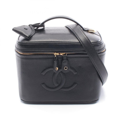 ココマーク ハンドバッグ バニティバッグ キャビアスキン ブラック ゴールド金具 2WAY シャネル バッグ CHANEL