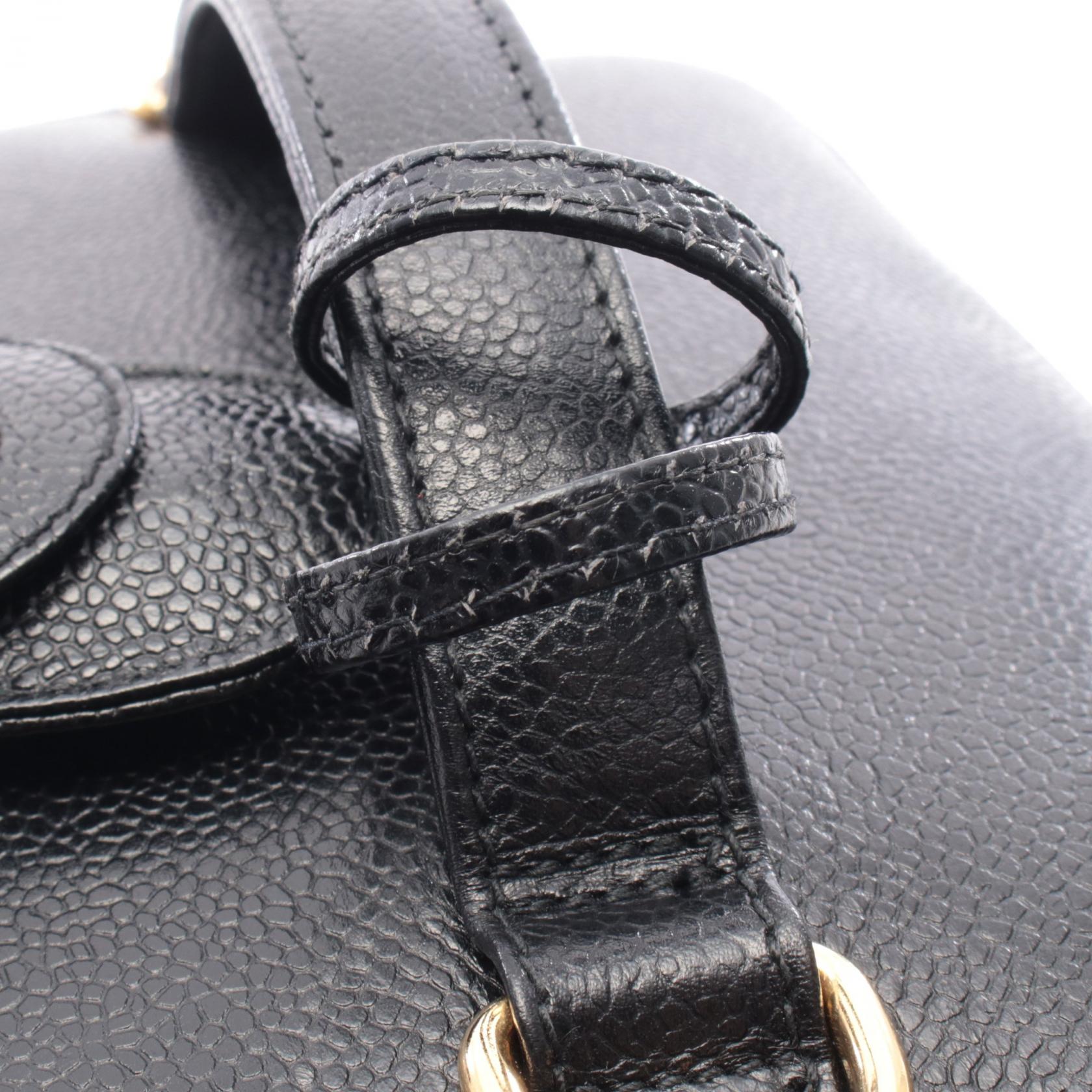 ココマーク ハンドバッグ バニティバッグ キャビアスキン ブラック ゴールド金具 2WAY シャネル バッグ CHANEL