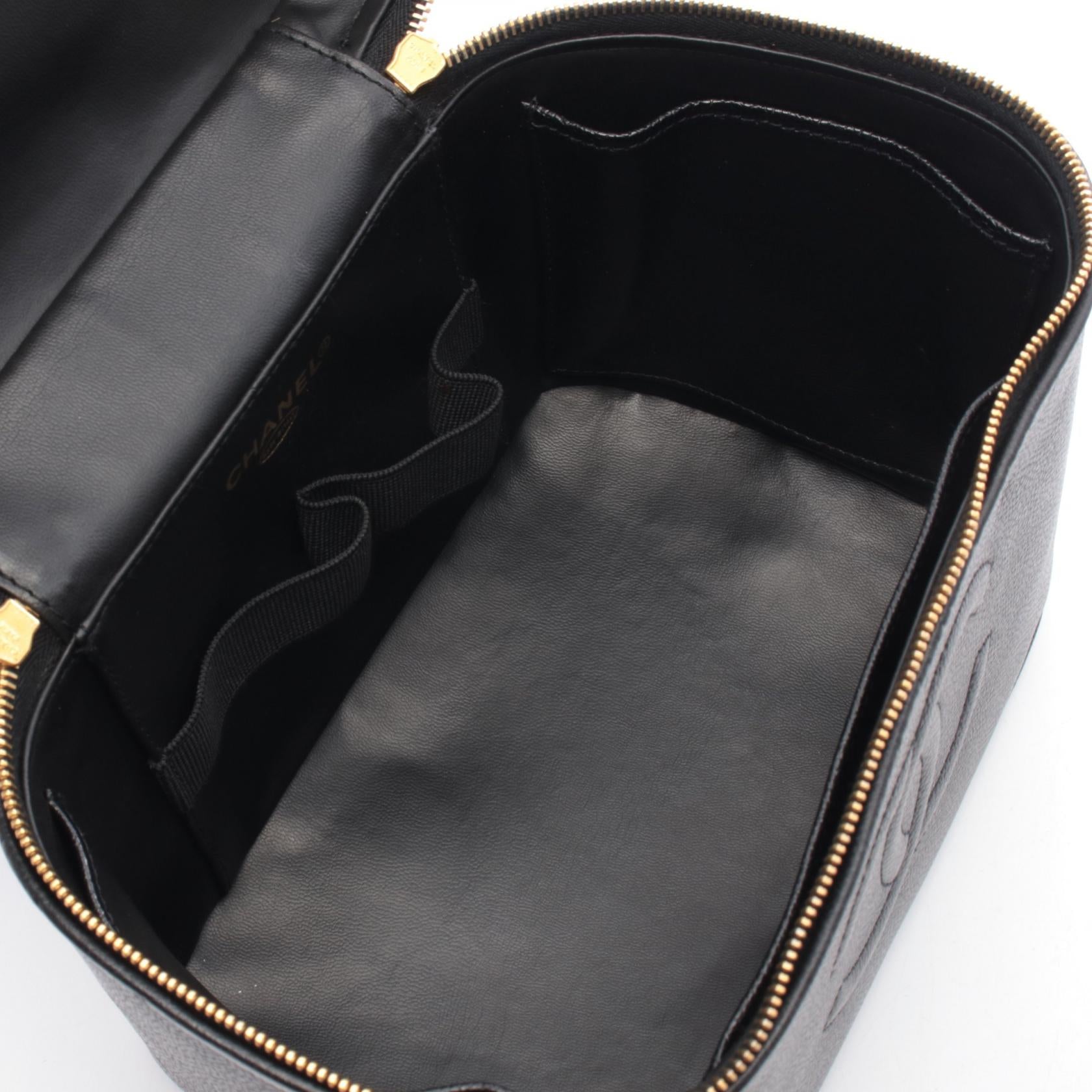 ココマーク ハンドバッグ バニティバッグ キャビアスキン ブラック ゴールド金具 2WAY シャネル バッグ CHANEL
