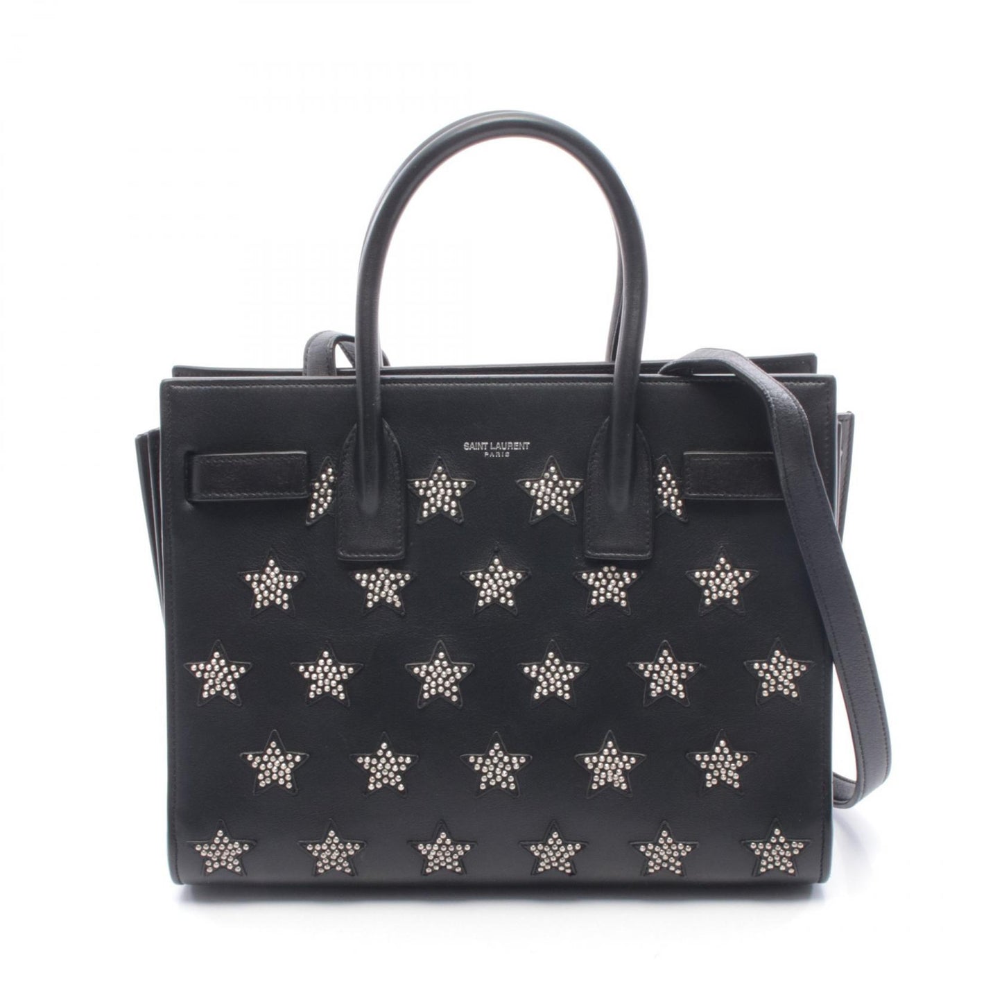 サック ド ジュール ベイビー スタースタッズ ハンドバッグ レザー ブラック 2WAY サンローランパリ バッグ SAINT LAURENT PARIS