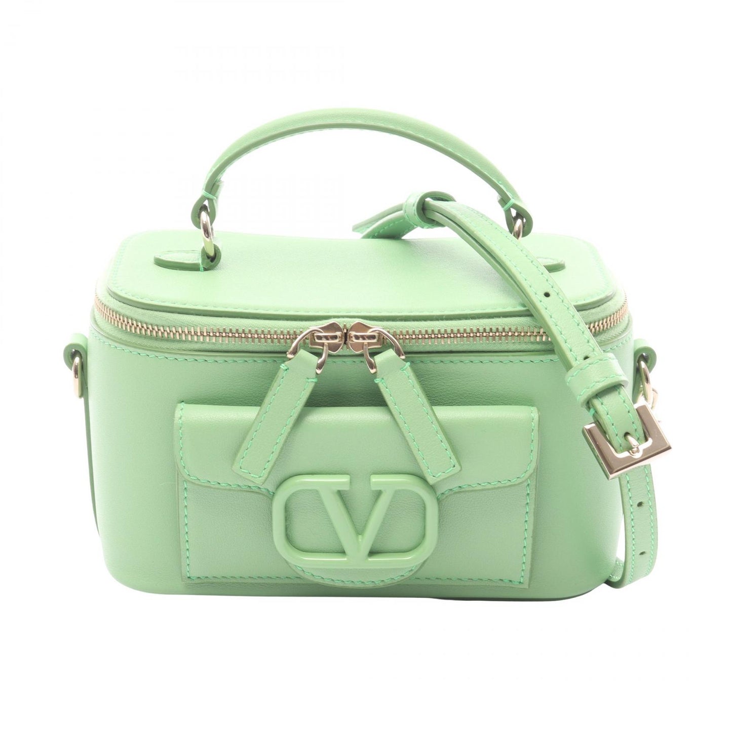 Vロゴ バニティバッグ レザー ライトグリーン 2WAY ヴァレンティノガラヴァーニ バッグ VALENTINO GARAVANI