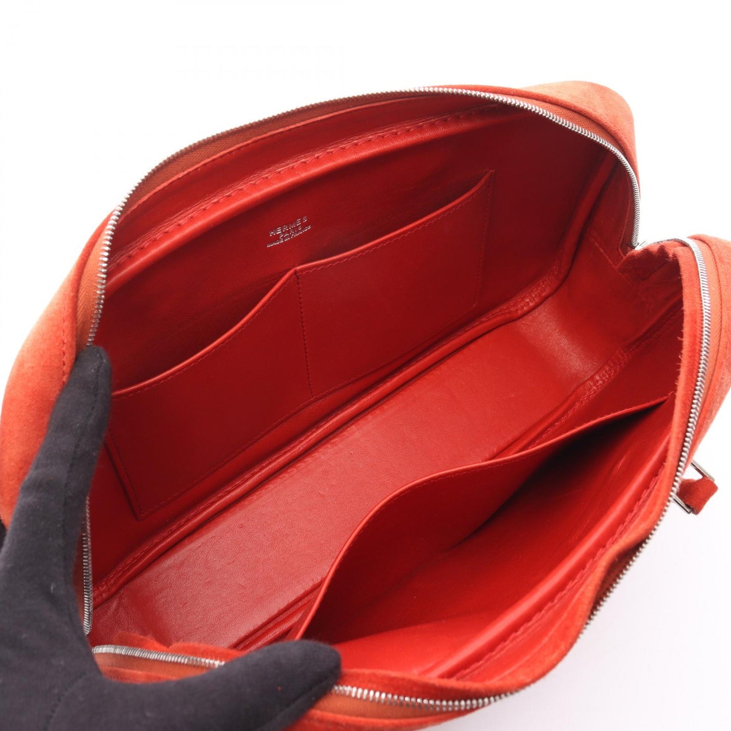 プリュムエラン28 ルージュヴィフ ハンドバッグ ドブリス レッド シルバー金具 □H刻印 エルメス バッグ HERMES