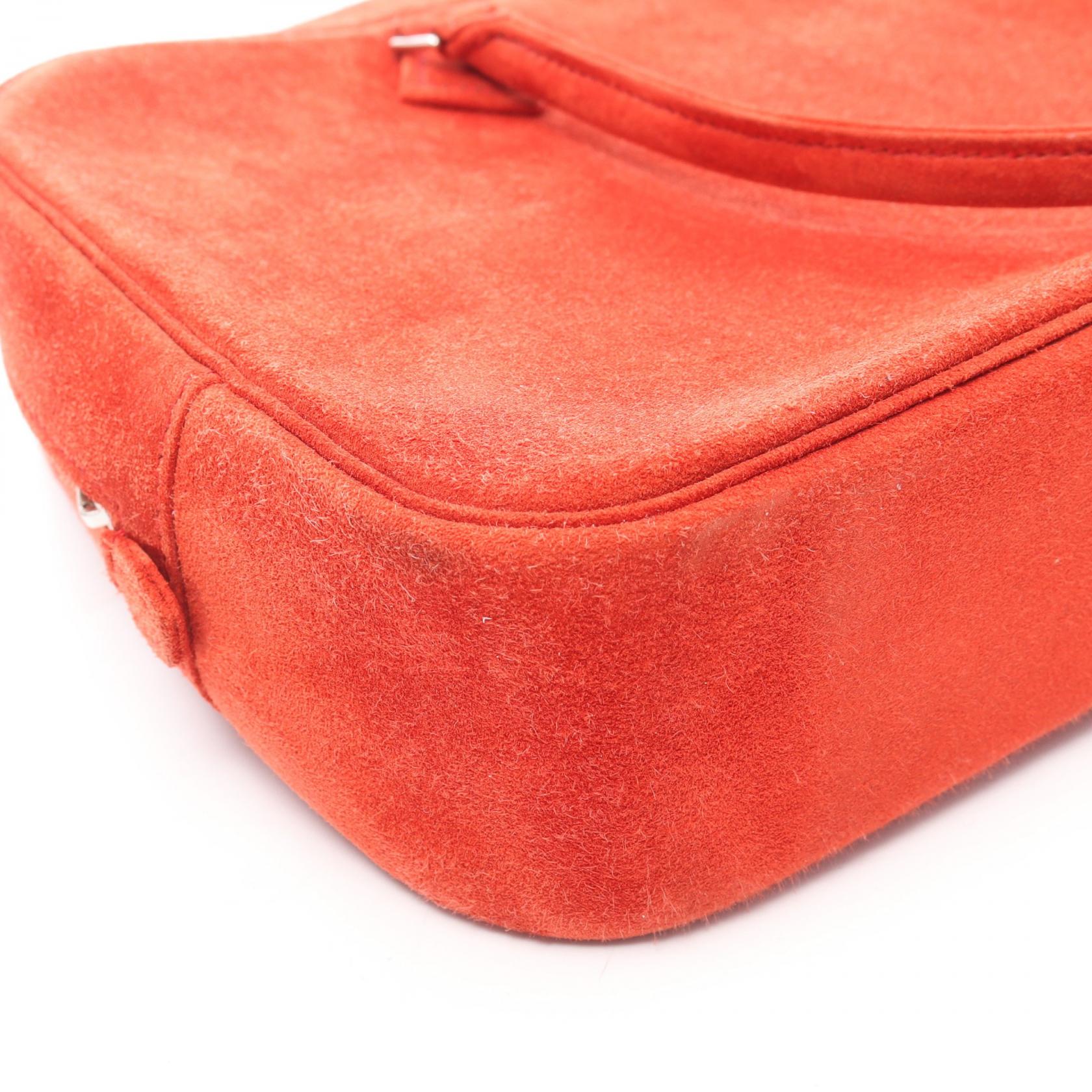 プリュムエラン28 ルージュヴィフ ハンドバッグ ドブリス レッド シルバー金具 □H刻印 エルメス バッグ HERMES