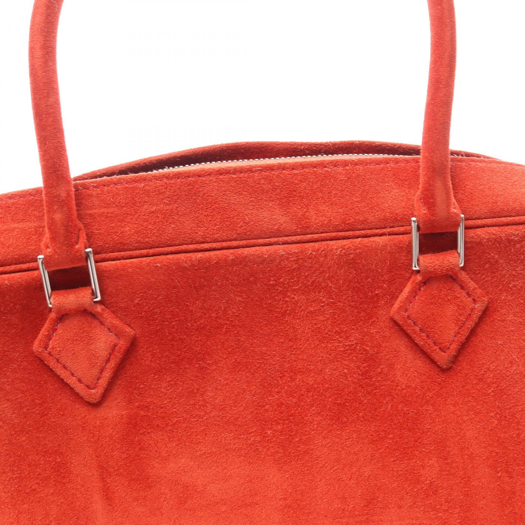 プリュムエラン28 ルージュヴィフ ハンドバッグ ドブリス レッド シルバー金具 □H刻印 エルメス バッグ HERMES