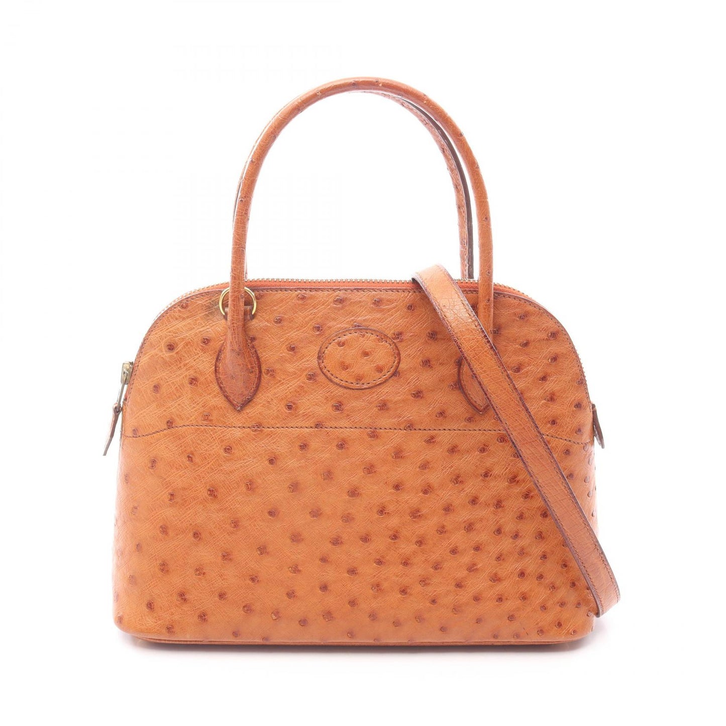 ボリード27 ゴールド ハンドバッグ オーストリッチ ブラウン ゴールド金具 2WAY ○V刻印 エルメス バッグ HERMES
