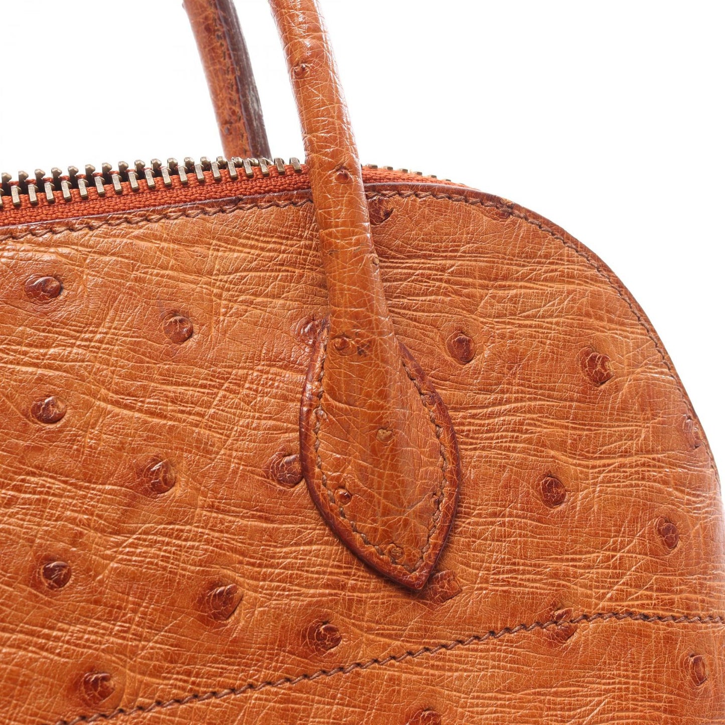 ボリード27 ゴールド ハンドバッグ オーストリッチ ブラウン ゴールド金具 2WAY ○V刻印 エルメス バッグ HERMES