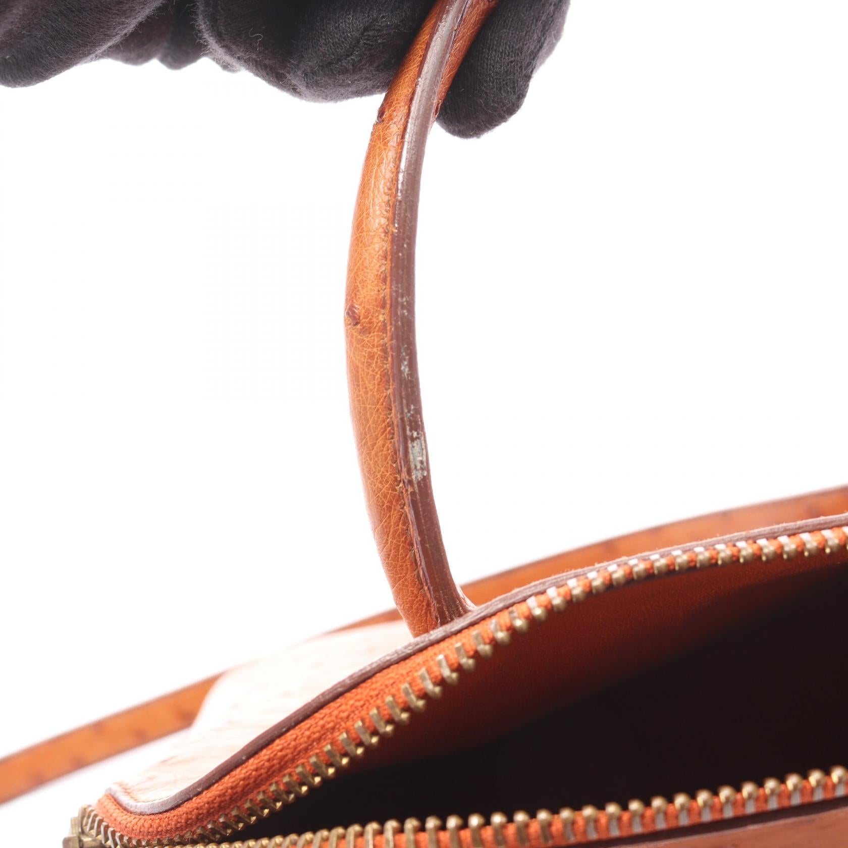 ボリード27 ゴールド ハンドバッグ オーストリッチ ブラウン ゴールド金具 2WAY ○V刻印 エルメス バッグ HERMES
