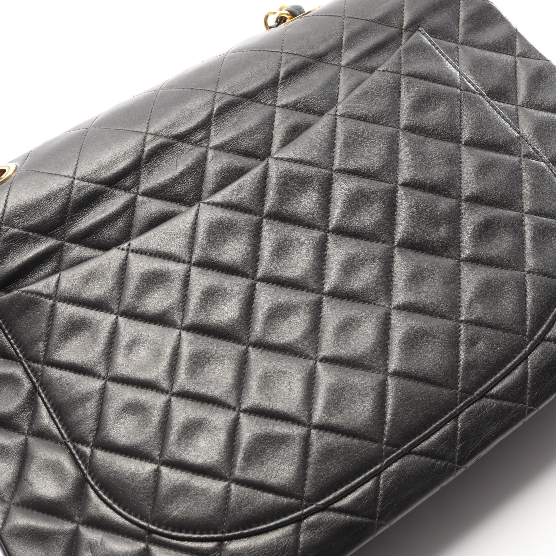 デカマトラッセ34 Wチェーンショルダーバッグ ラムスキン ブラック ゴールド金具 シャネル バッグ CHANEL