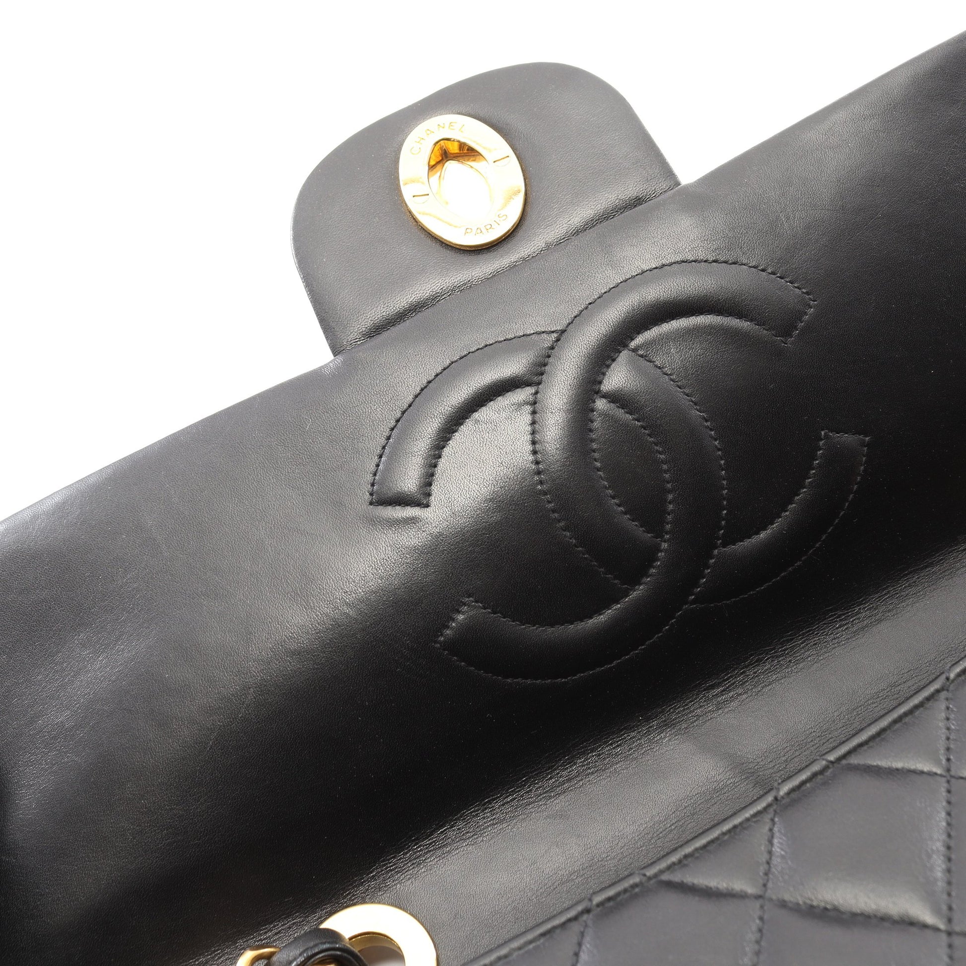 デカマトラッセ34 Wチェーンショルダーバッグ ラムスキン ブラック ゴールド金具 シャネル バッグ CHANEL