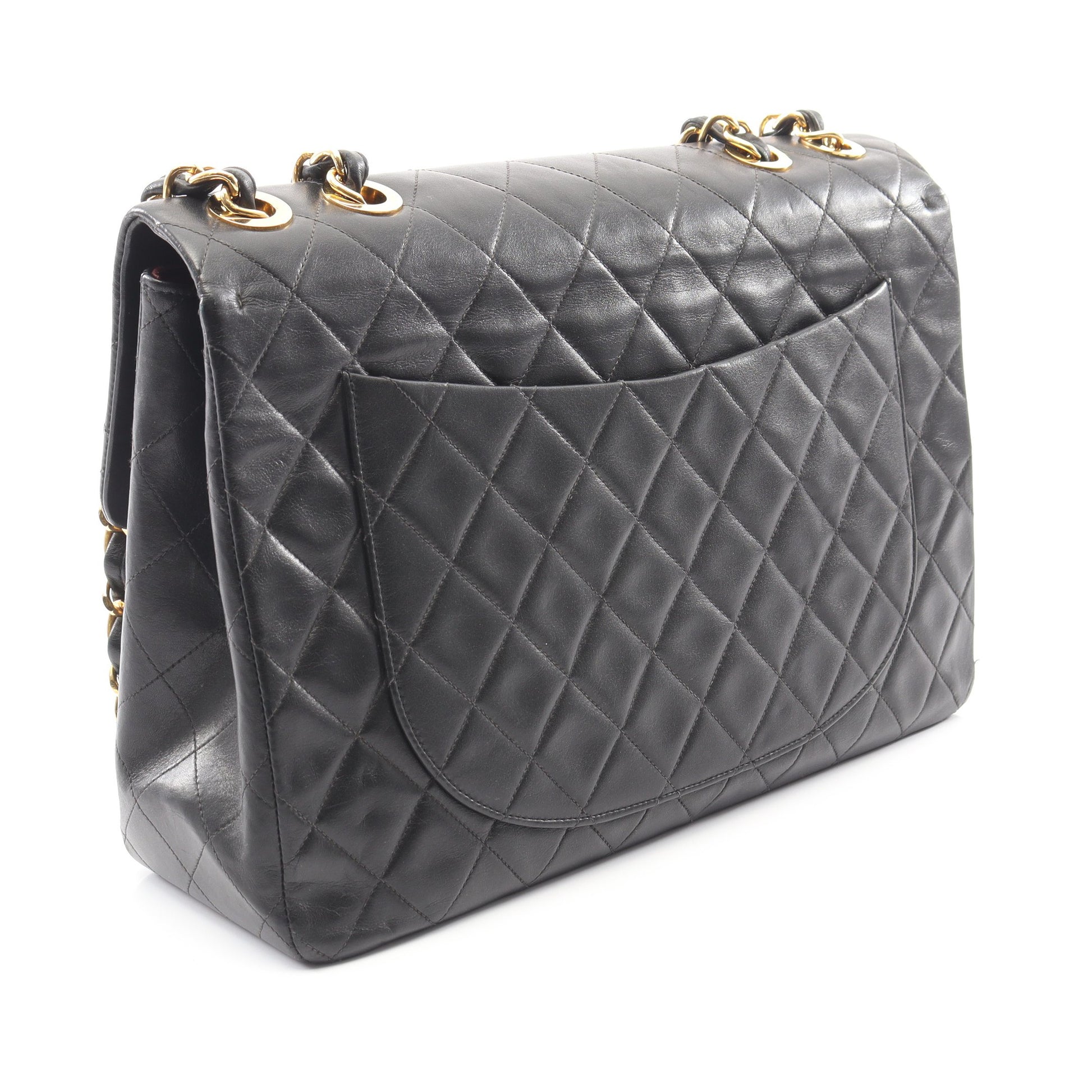 デカマトラッセ34 Wチェーンショルダーバッグ ラムスキン ブラック ゴールド金具 シャネル バッグ CHANEL