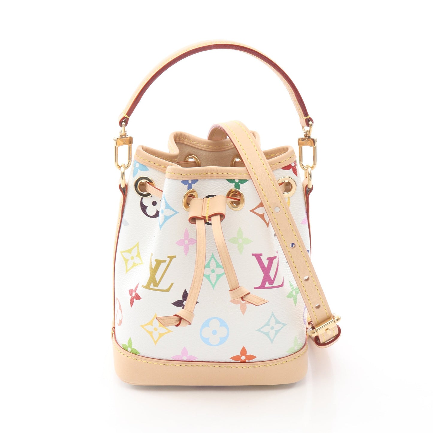 LV × TM ナノ ノエ モノグラムマルチカラー ハンドバッグ PVC レザー ホワイト 2WAY ルイヴィトン バッグ LOUIS VUITTON