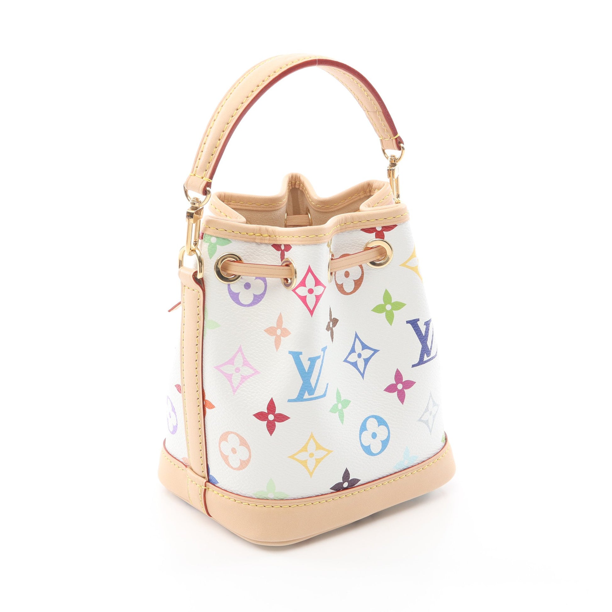 LV × TM ナノ ノエ モノグラムマルチカラー ハンドバッグ PVC レザー ホワイト 2WAY ルイヴィトン バッグ LOUIS VUITTON